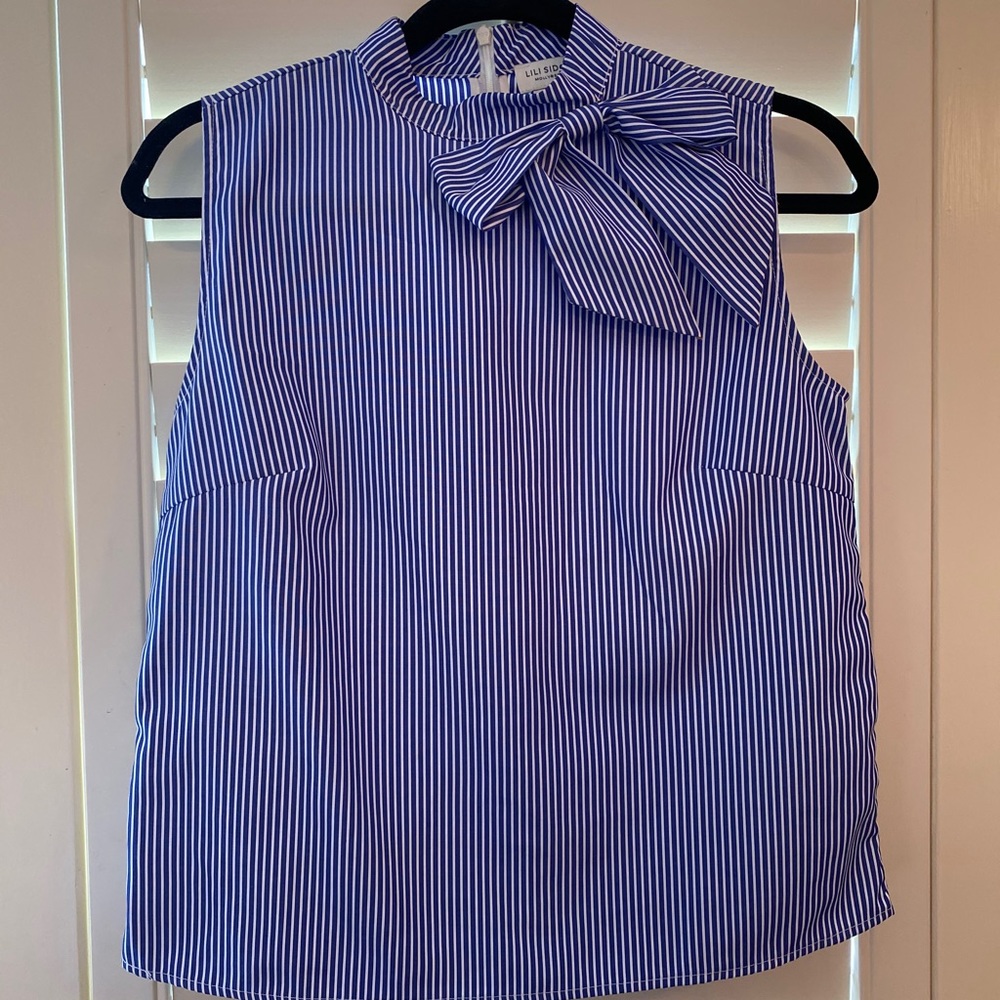 Lili Sidonio Blue and White Stripe Blouse